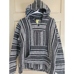 FRANK'S TEXTILES Baja 90's Hippie Pullover Small  Blue Long Sleeve  [A4]